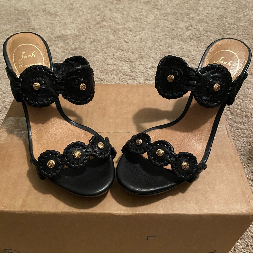Jack Rogers beautiful new black heels never worn.
